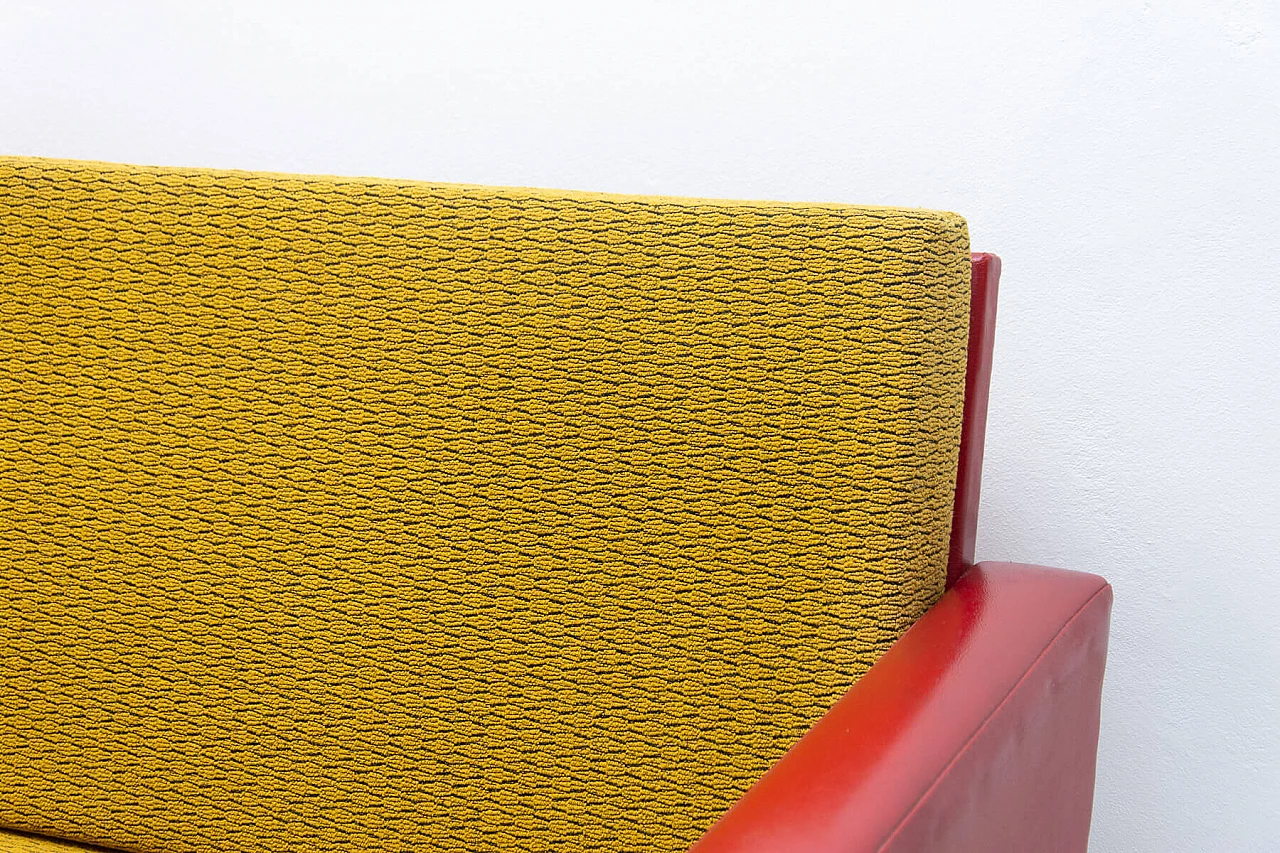 Divano cecoslovacco in ferro, tessuto e similpelle, anni '70 6