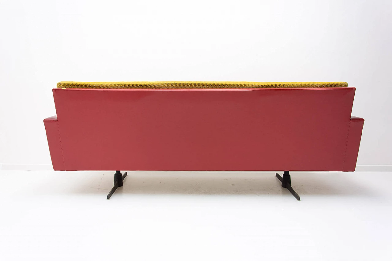 Divano cecoslovacco in ferro, tessuto e similpelle, anni '70 9