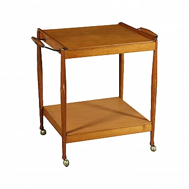 Double-shelf wooden cart with removable tray for Reguitti, 1960s