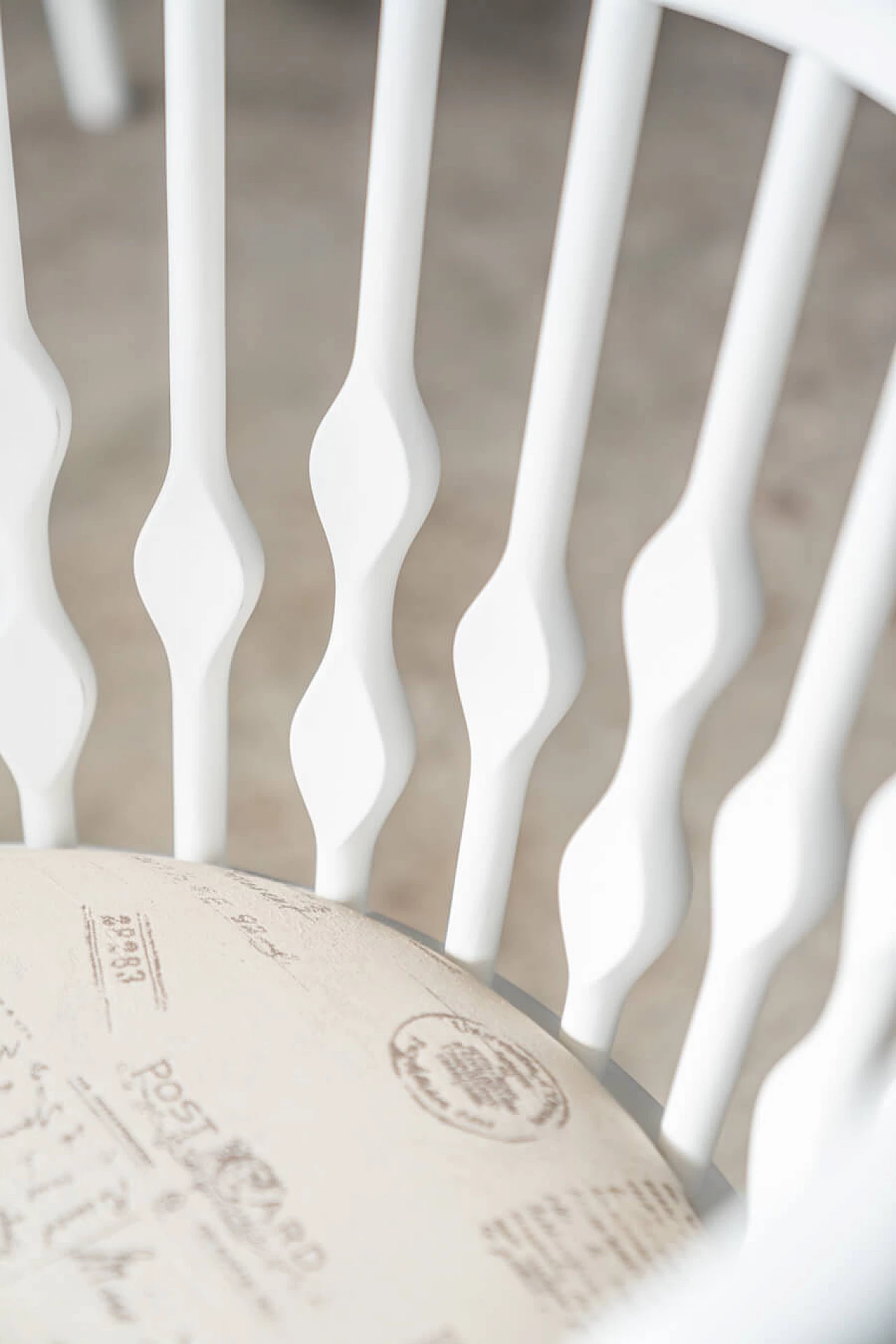 6 Chairs in white varnished beech and patterned fabric, 2000s 20