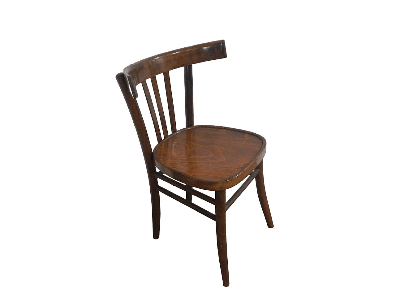 Sedia in faggio tinto con schienale in legno curvato, anni '50 8