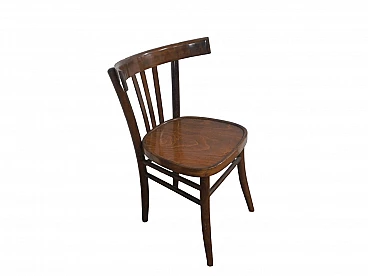 Sedia in faggio tinto con schienale in legno curvato, anni '50