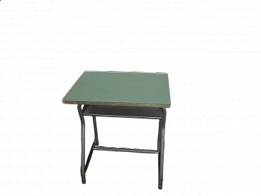 Gray metal and green formica school desk, 1970s