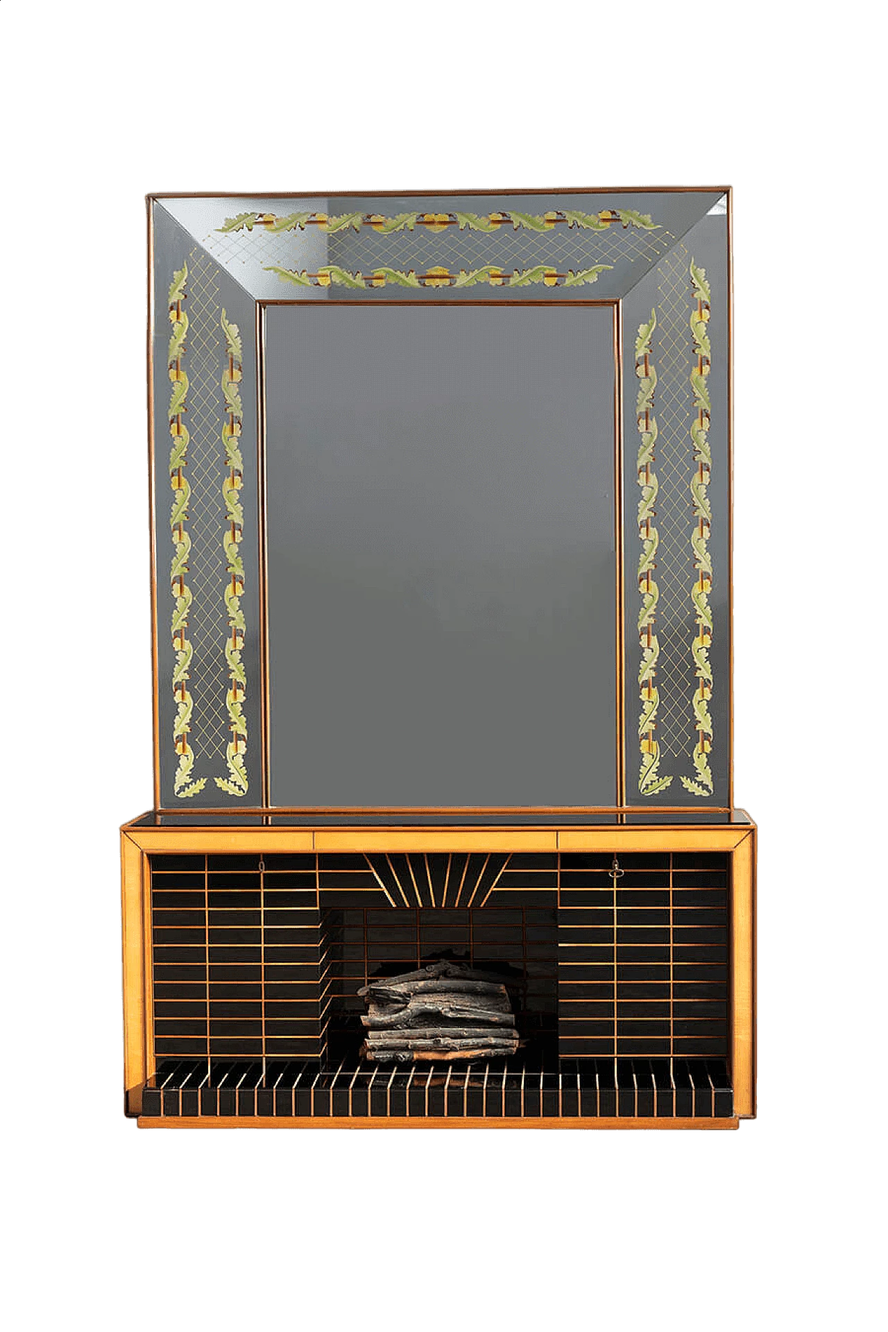 Rosewood and black glass sideboard with mirror by Luigi Brusotti, 1940s 27