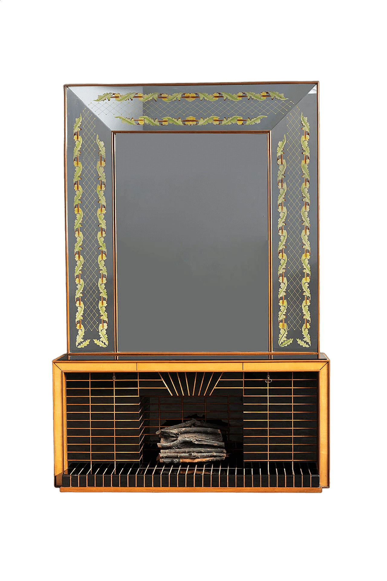 Credenza con specchio in palissandro e vetro nero di Luigi Brusotti, anni '40 27