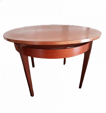 Tavolo rotondo allungabile in quercia, anni '70