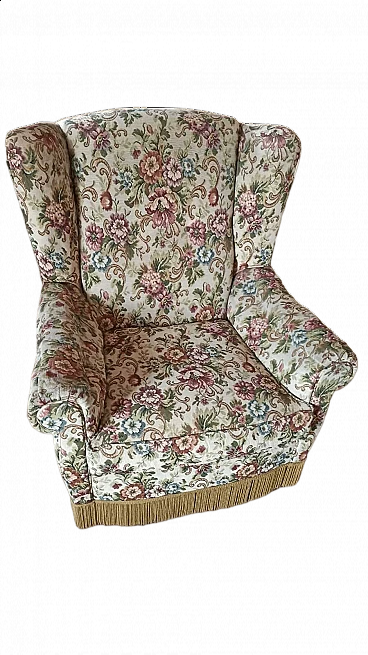 Paolo Buffa style floral fabric armchair, 1950s