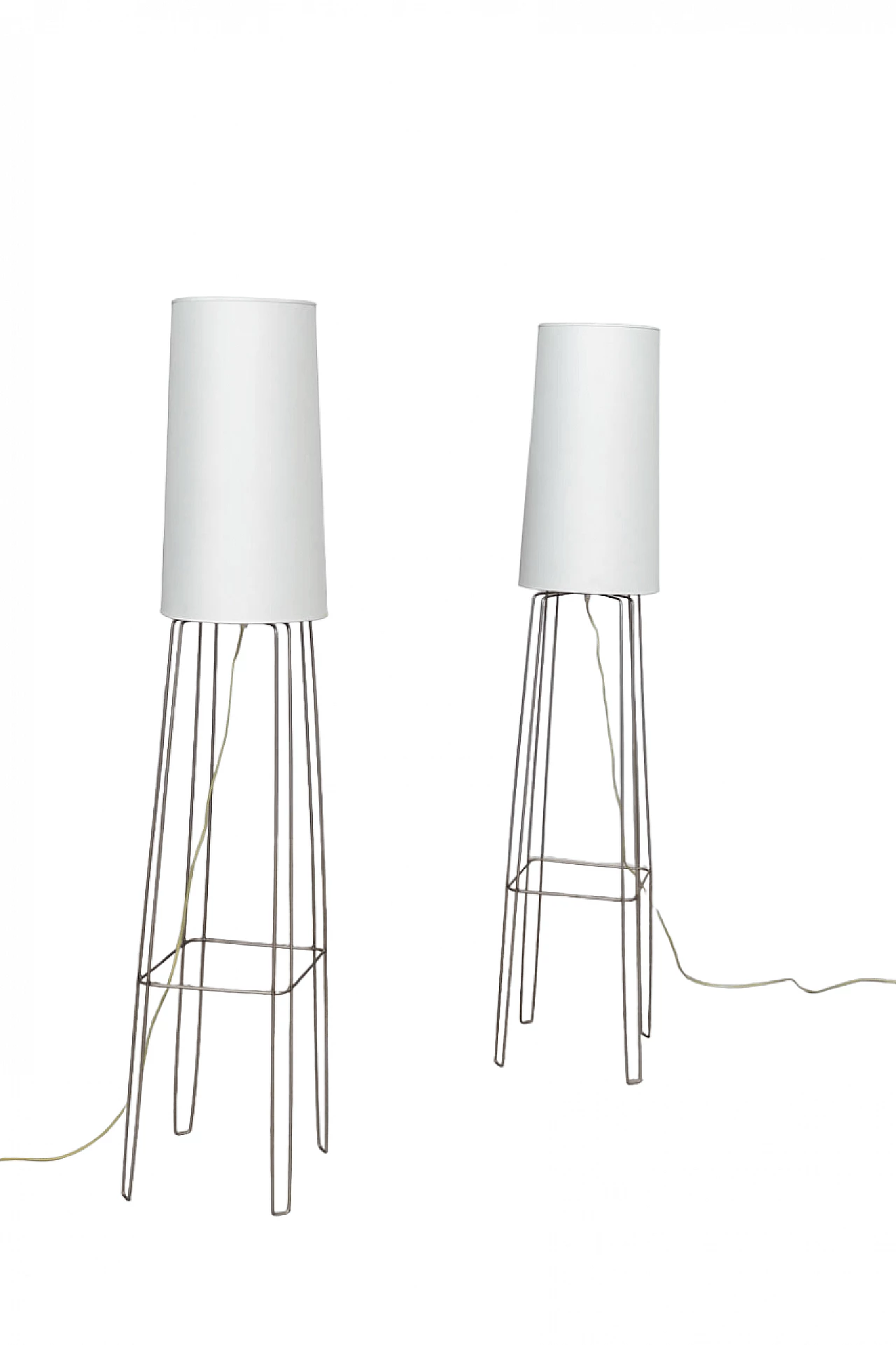 Pair of iron and plasticized fabric floor lamps, 2000s 1376435