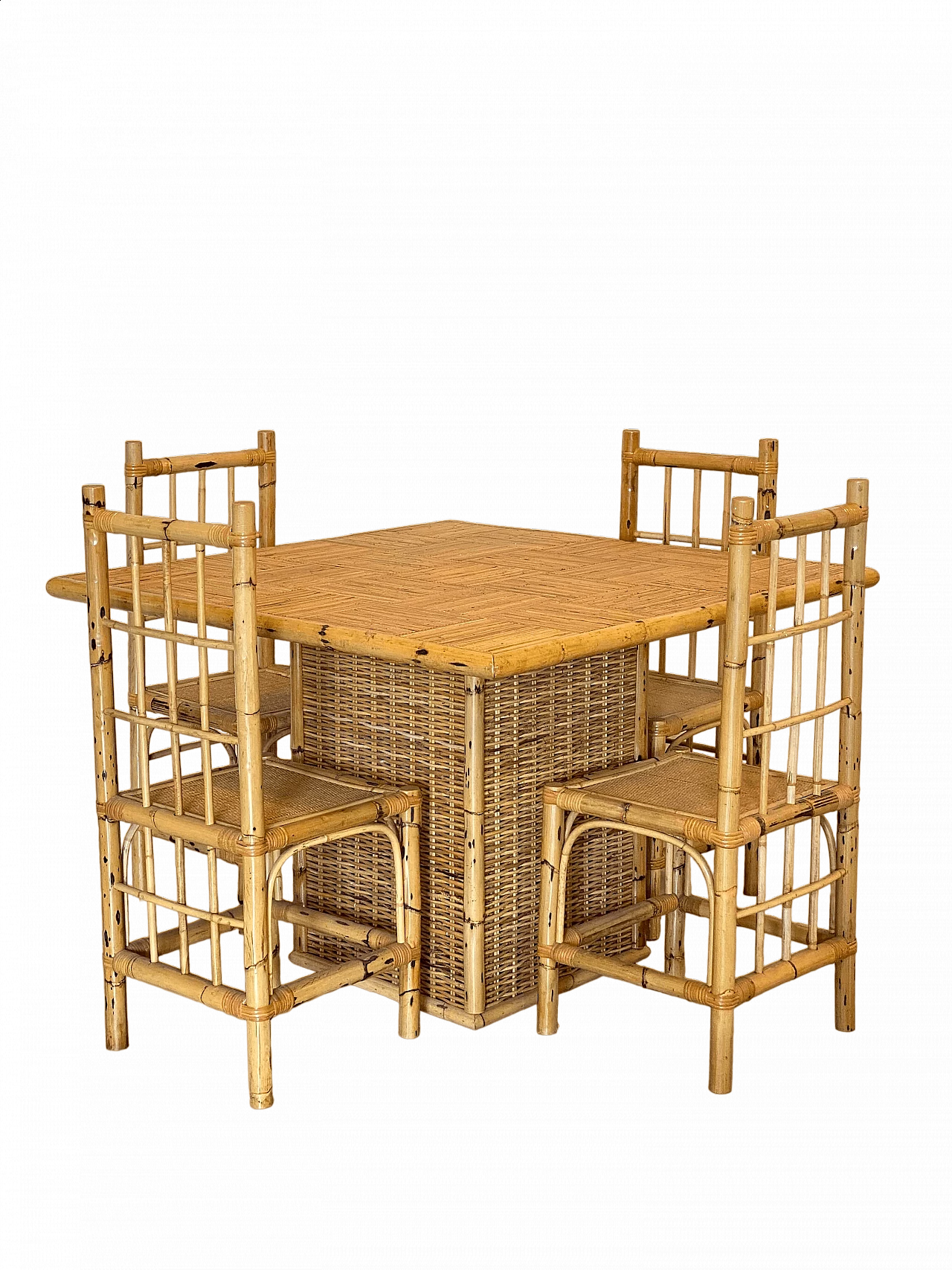 4 Chairs and table in bamboo in the style of Vivai del Sud, 1970s 21