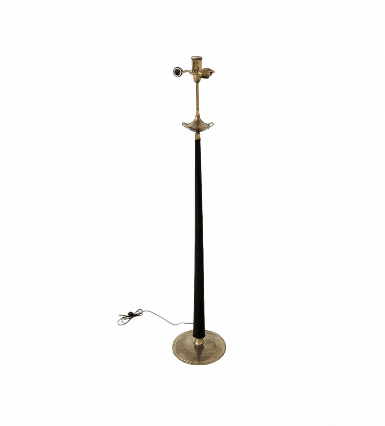 Lampada da terra in legno e ottone, anni '50 12