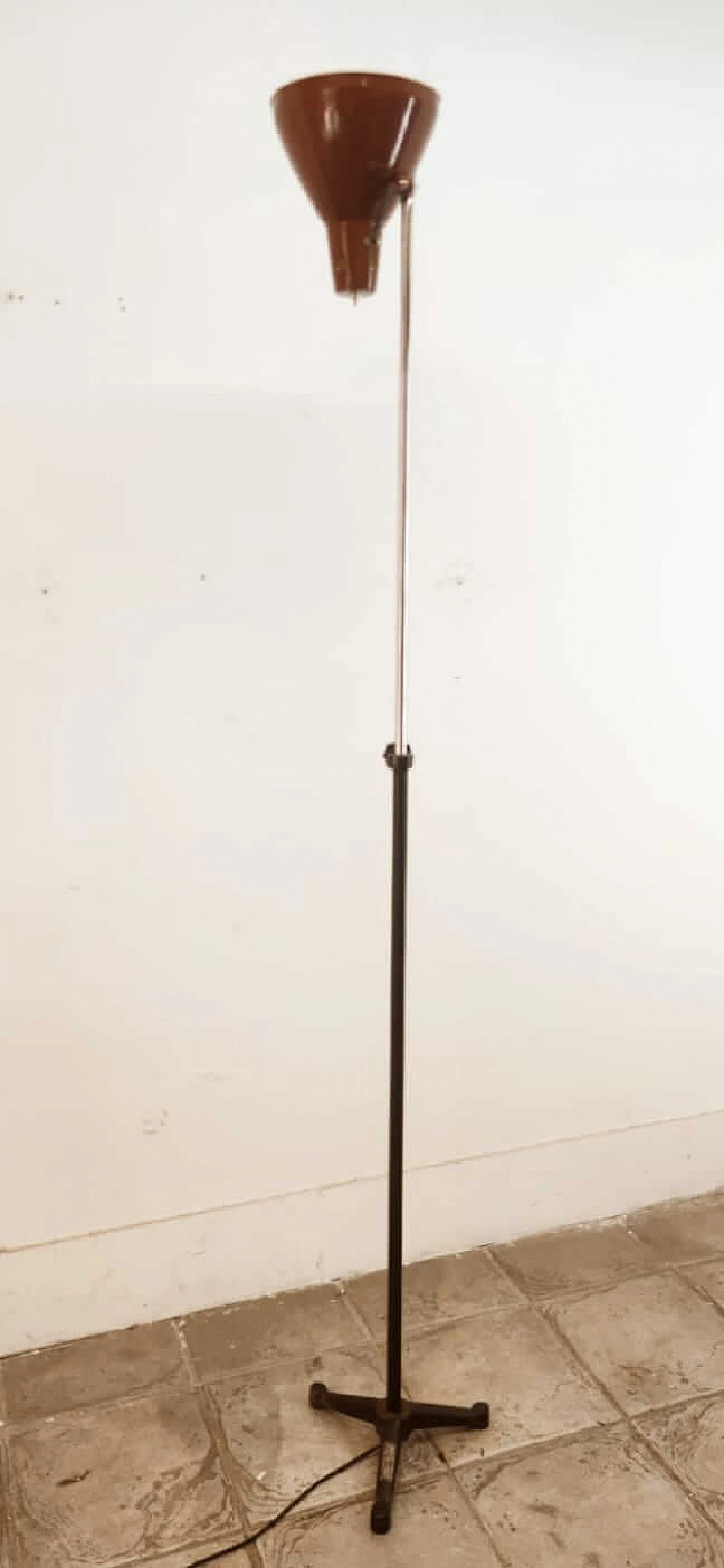 Lampada da terra in metallo marrone di Ing. S. Marcucci, anni '50 3