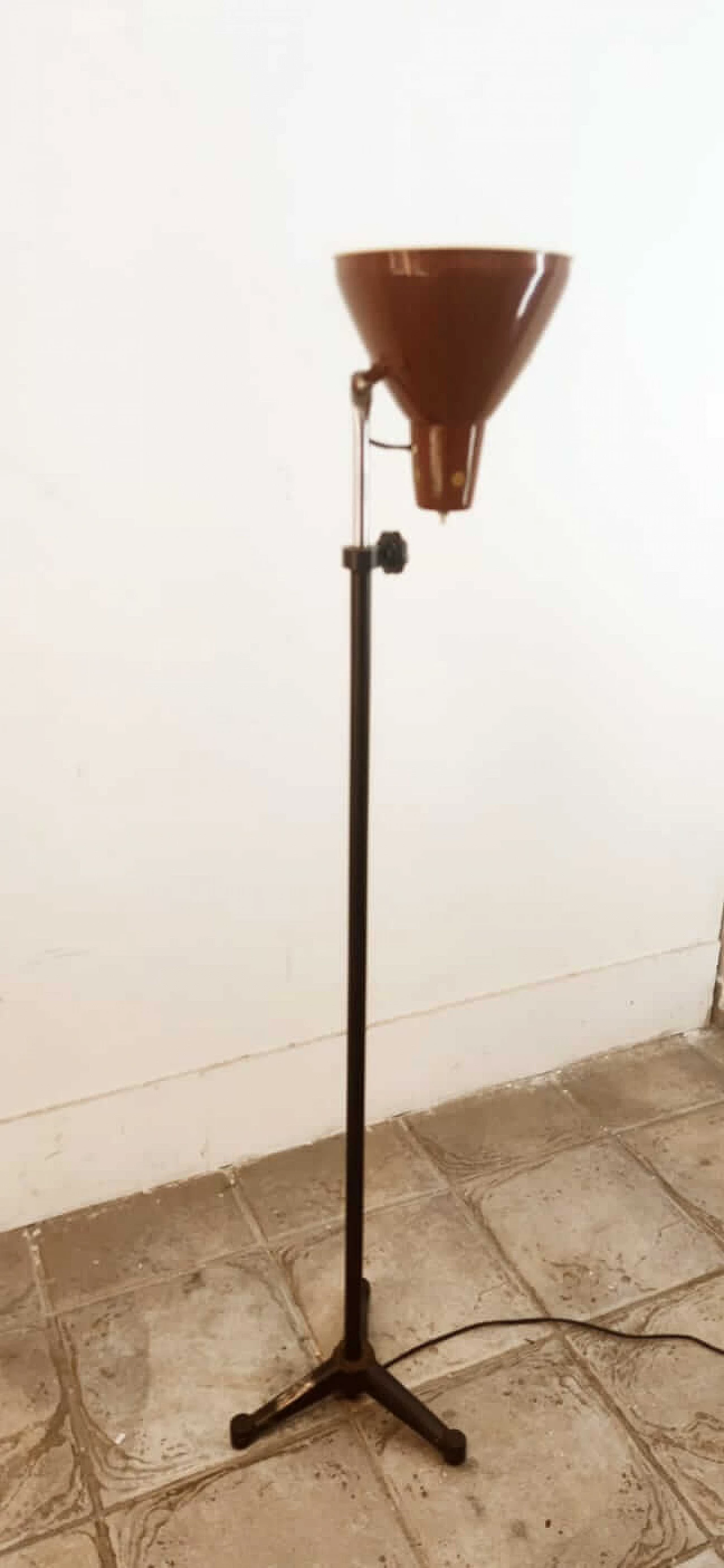Lampada da terra in metallo marrone di Ing. S. Marcucci, anni '50 17