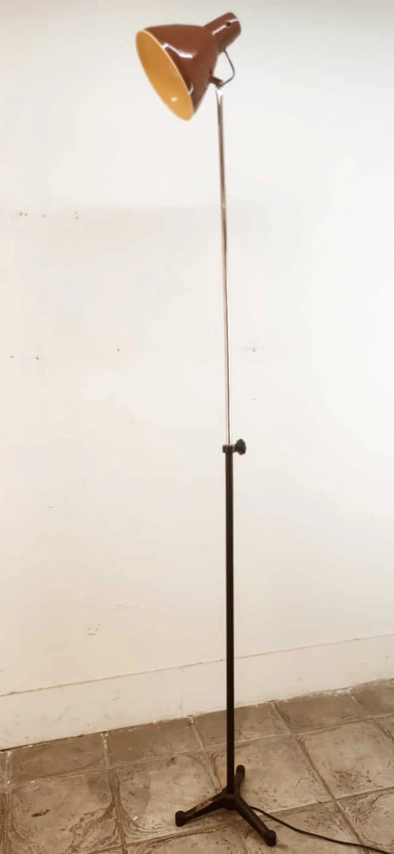 Lampada da terra in metallo marrone di Ing. S. Marcucci, anni '50 24