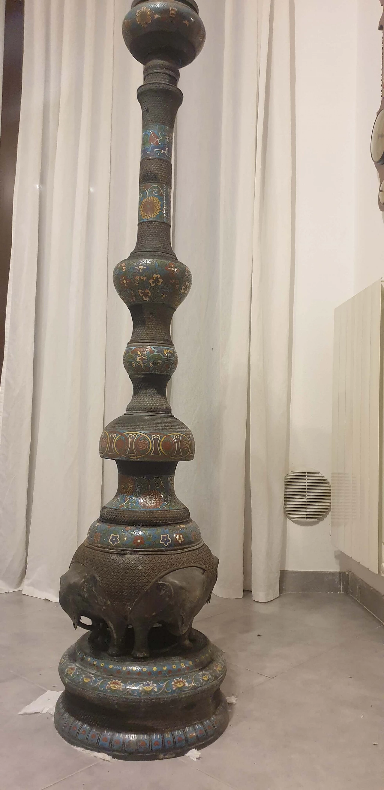 Inlaid and enamelled brass candlestick, 19th century 2