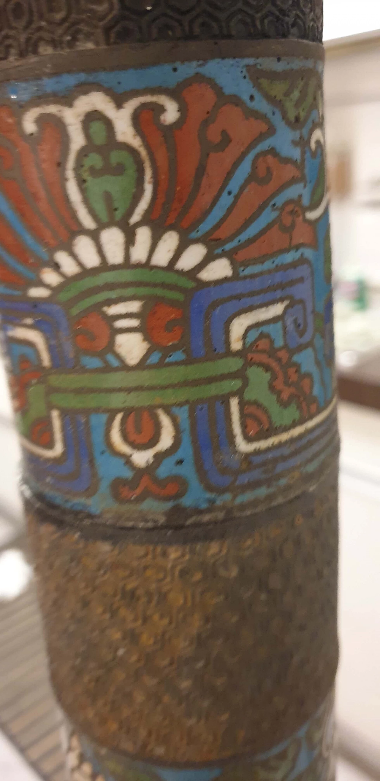 Inlaid and enamelled brass candlestick, 19th century 6