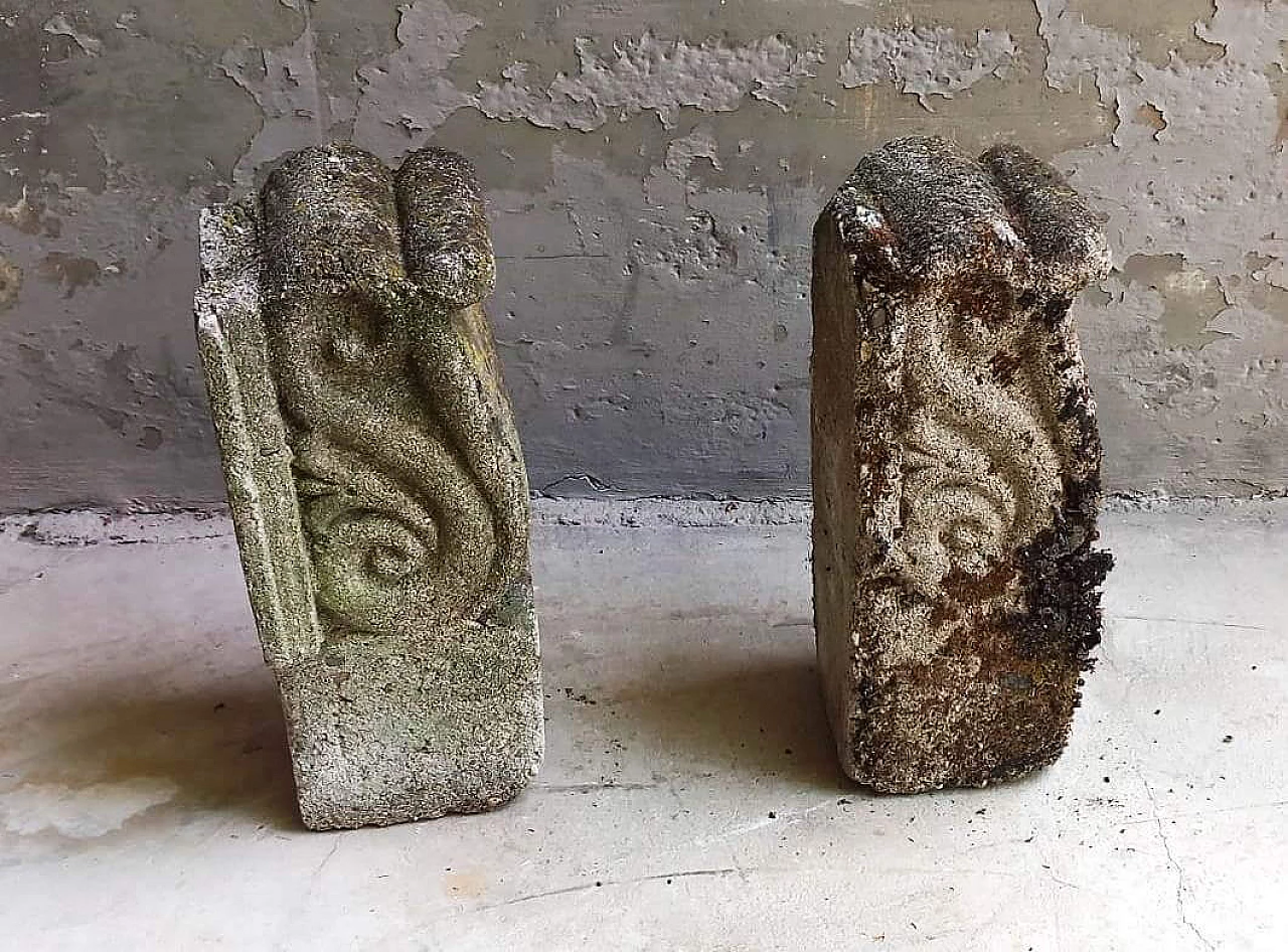 Pair of Gothic style stone support shelves 18