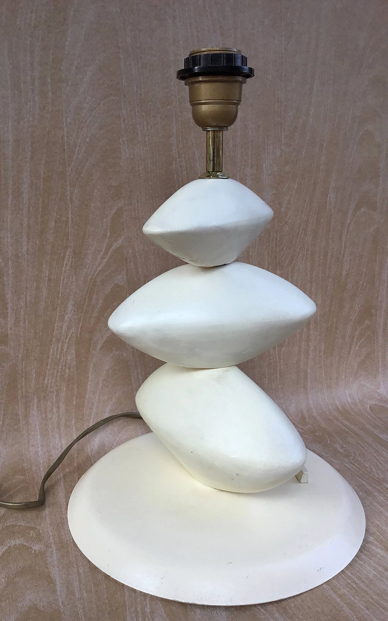 Lampada da tavolo in ferro avorio di L. Drummer, anni '70 10