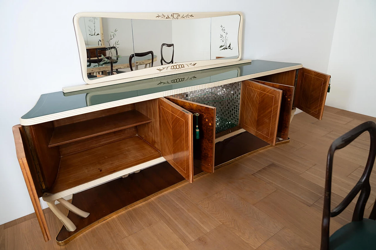 Pair of sideboards with mirror, table and chairs in the style of Vittorio Dassi, 1950s 32