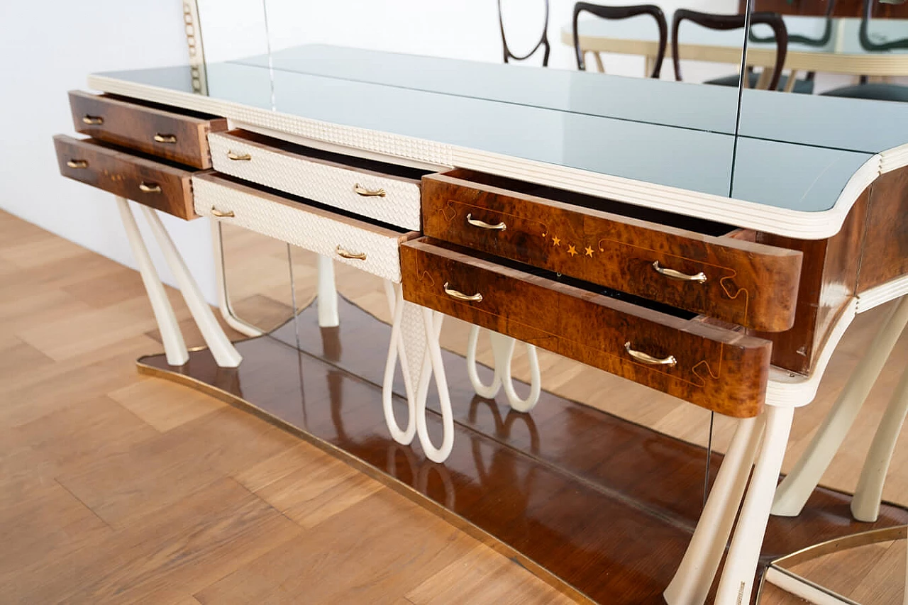 Pair of sideboards with mirror, table and chairs in the style of Vittorio Dassi, 1950s 39