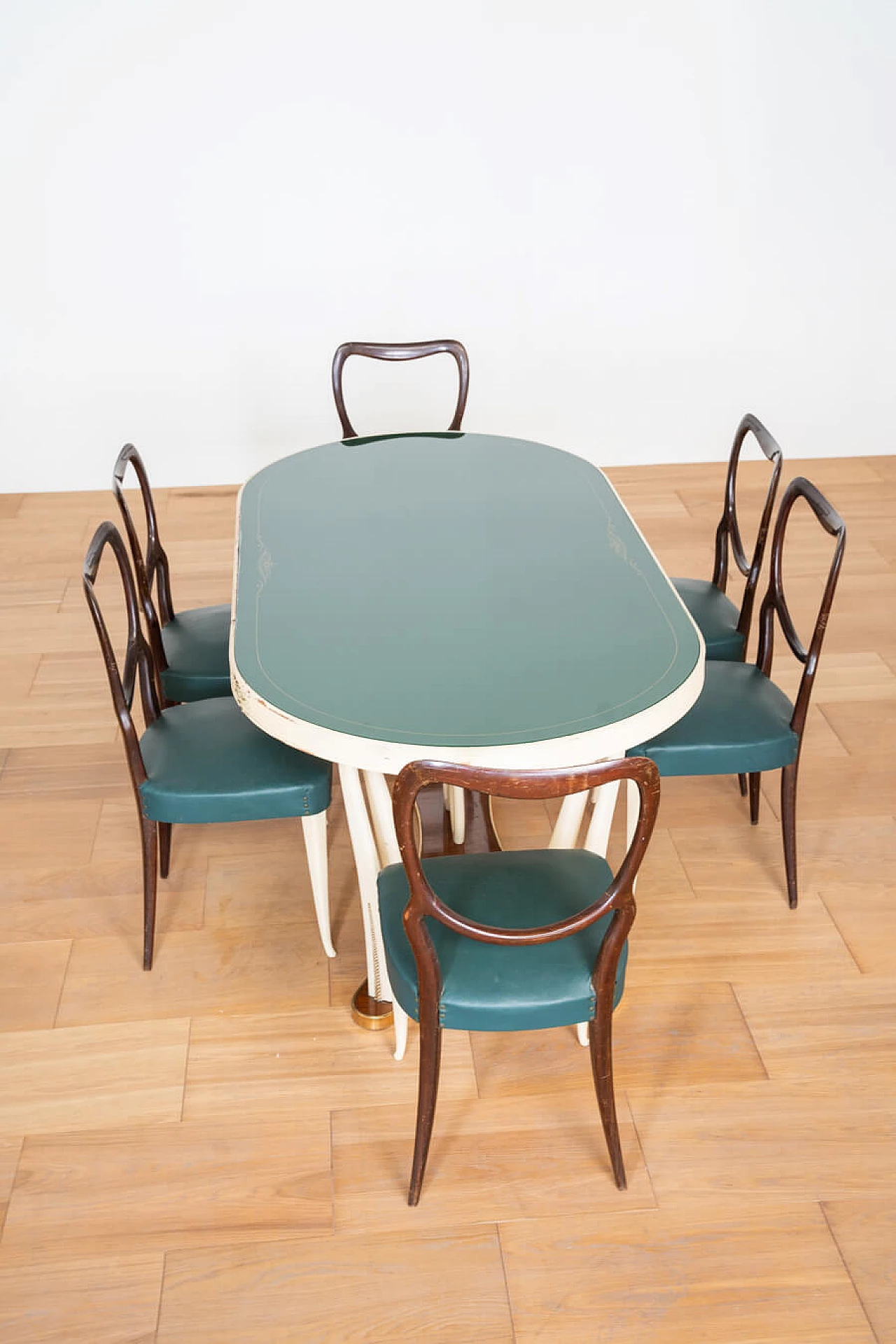 Pair of sideboards with mirror, table and chairs in the style of Vittorio Dassi, 1950s 44