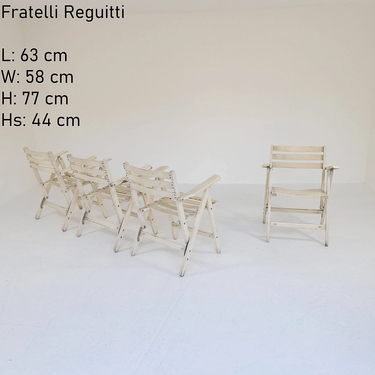 4 Folding wooden chairs made by Fratelli Reguitti, 1960s 5