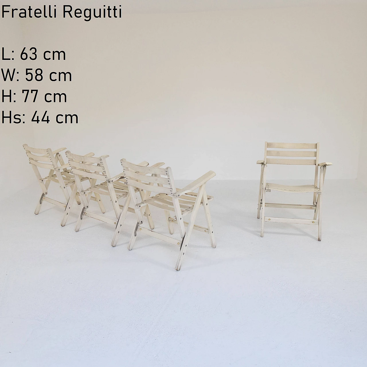 4 Sedie pieghevoli in legno di Fratelli Reguitti, anni '60 5