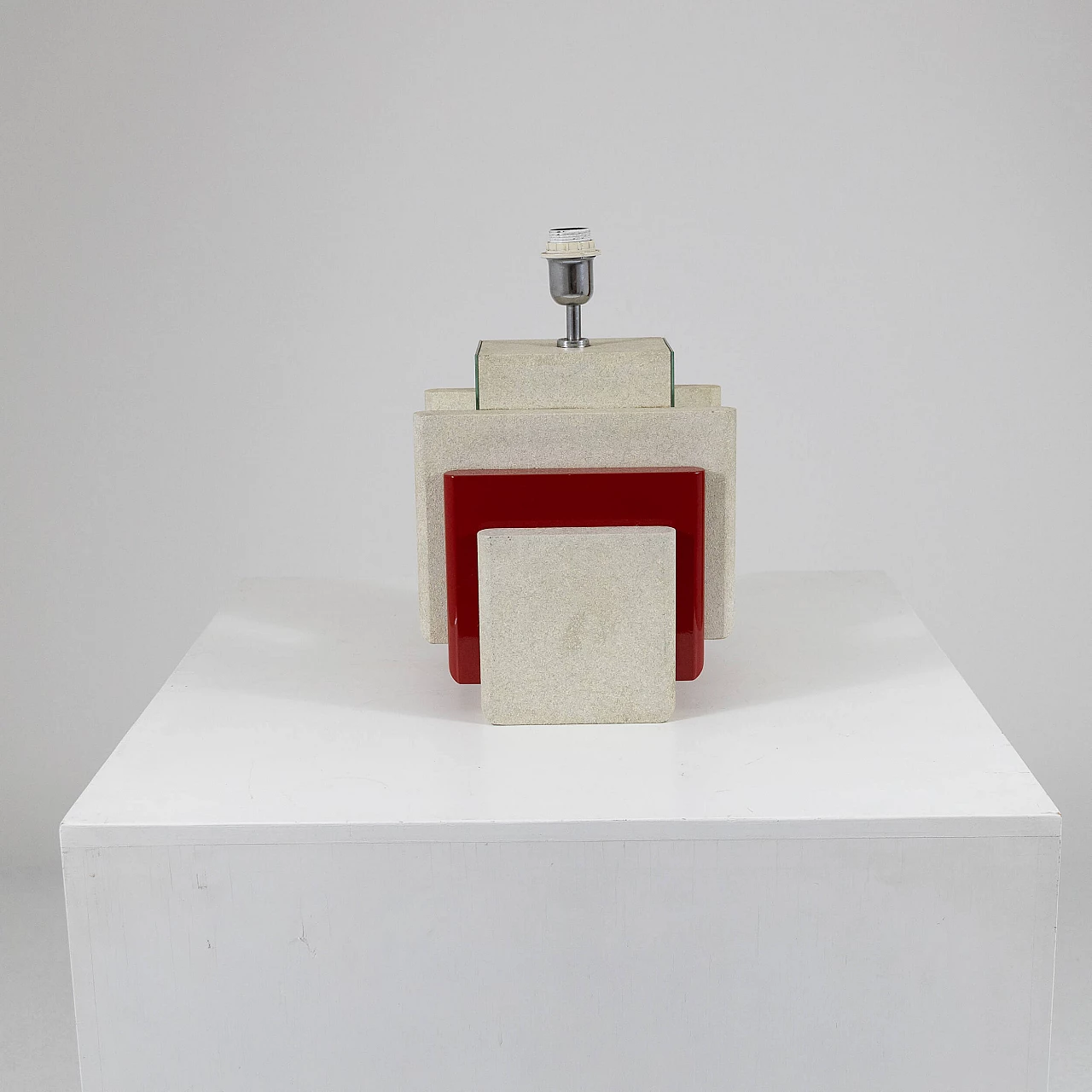 Painted wood table lamp with mirror, 1960s 1