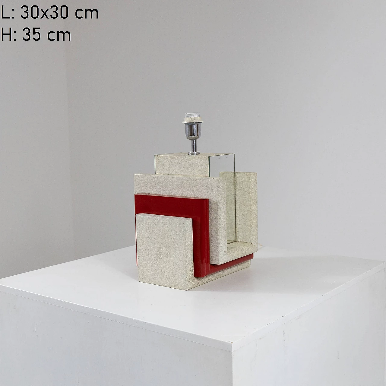 Painted wood table lamp with mirror, 1960s 2