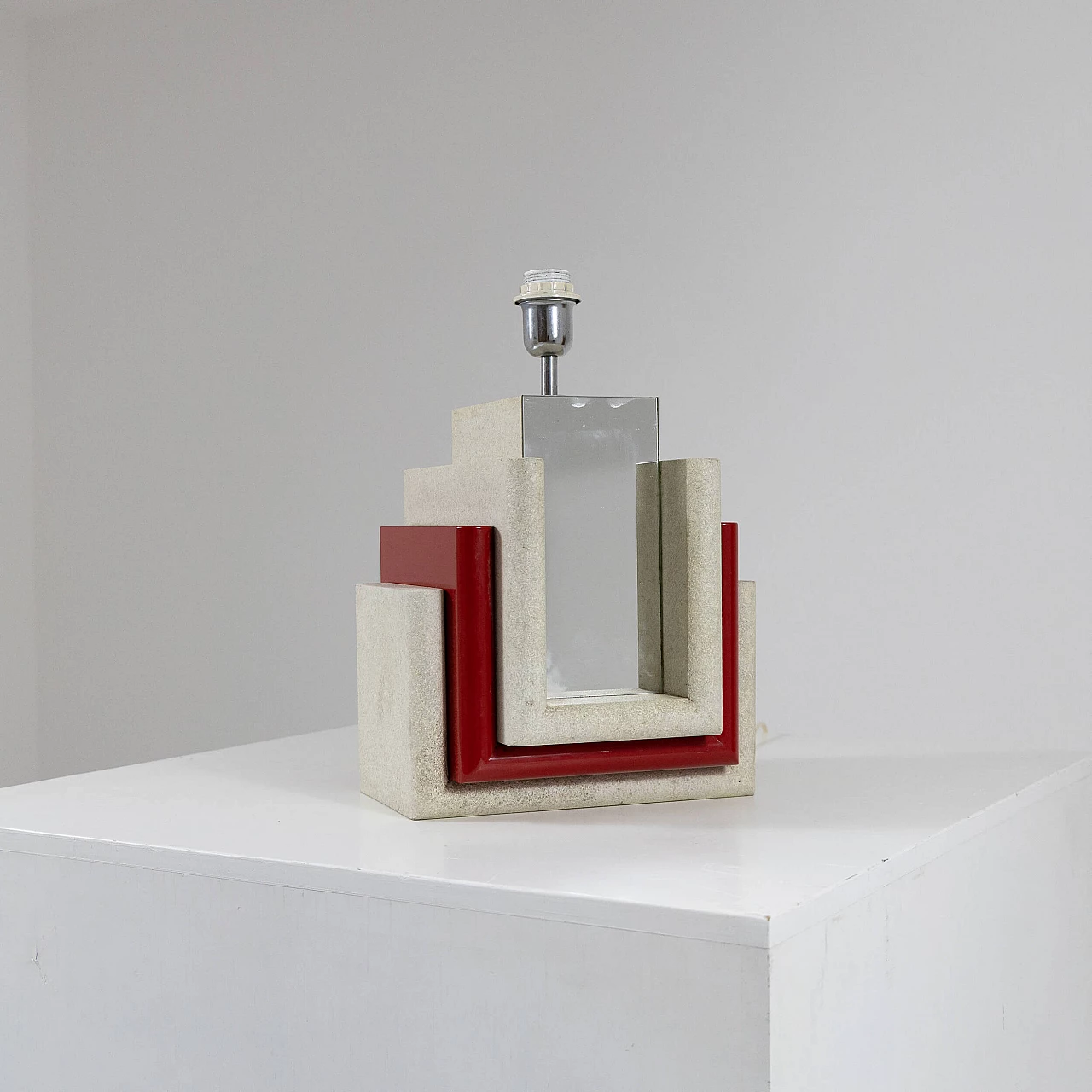 Painted wood table lamp with mirror, 1960s 3