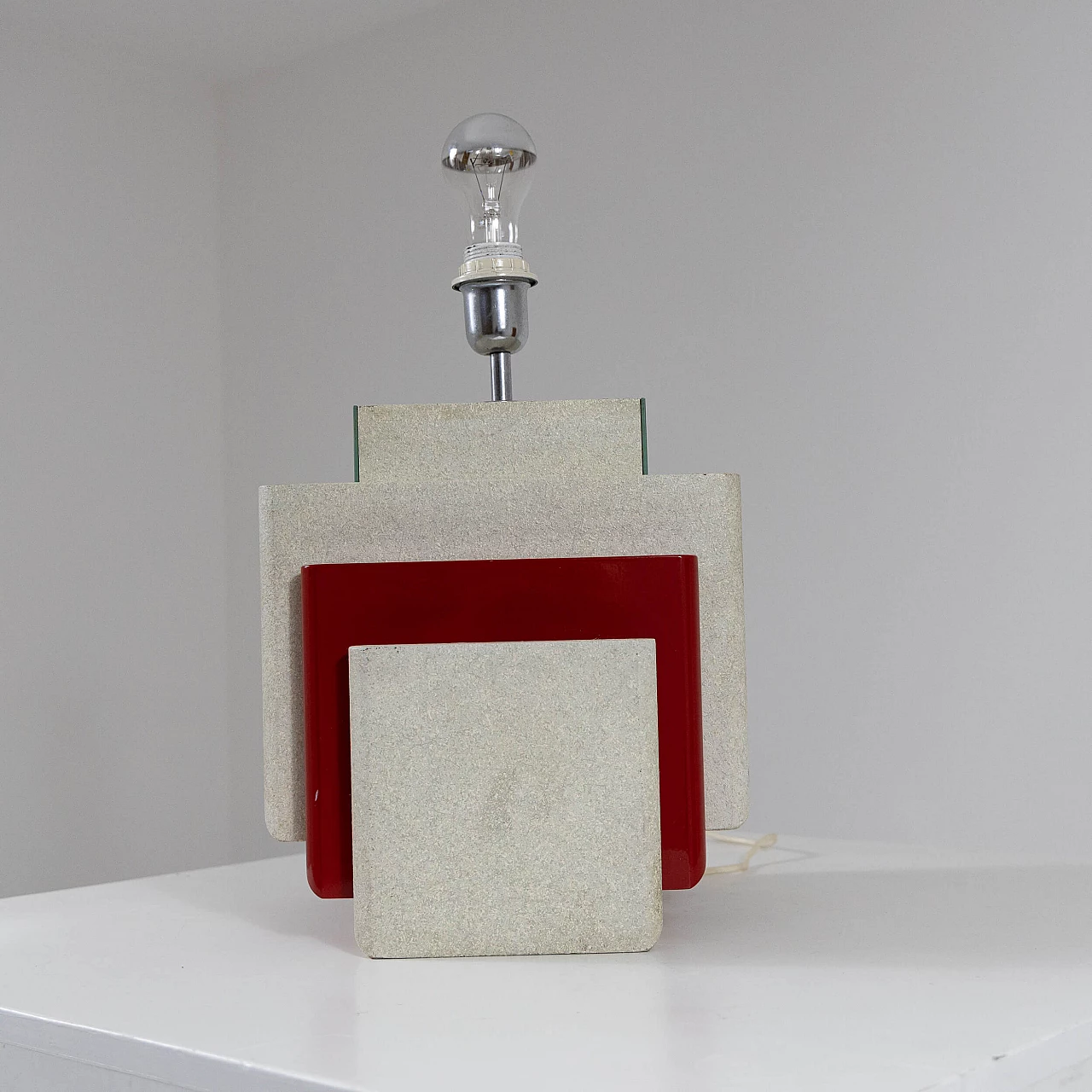 Painted wood table lamp with mirror, 1960s 8