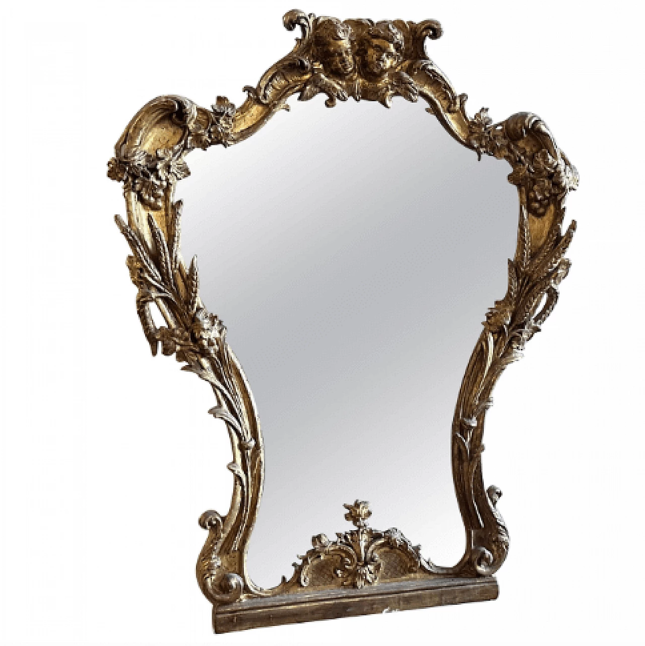Sicilian Baroque gilded wood wall mirror, mid-18th century 1