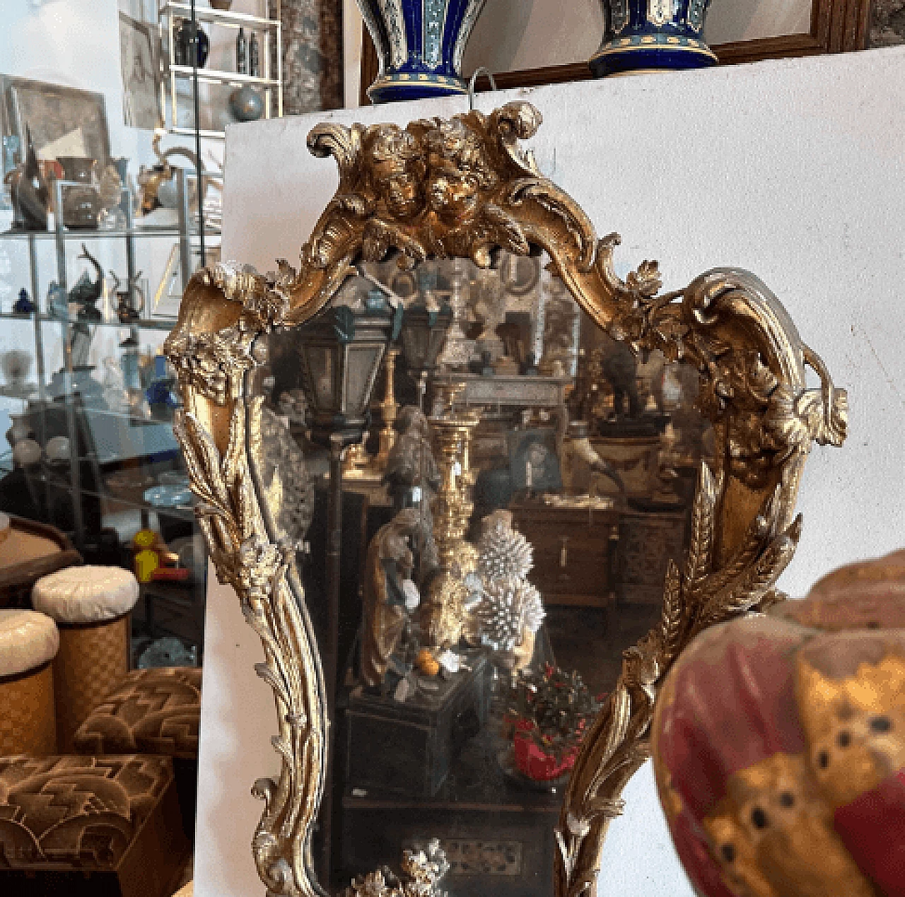 Sicilian Baroque gilded wood wall mirror, mid-18th century 6