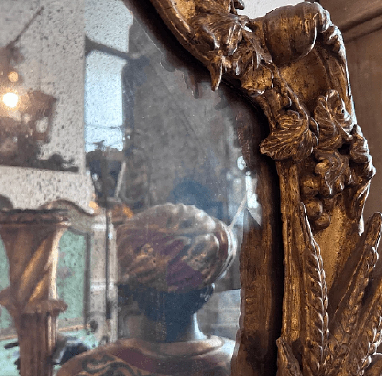 Sicilian Baroque gilded wood wall mirror, mid-18th century 11