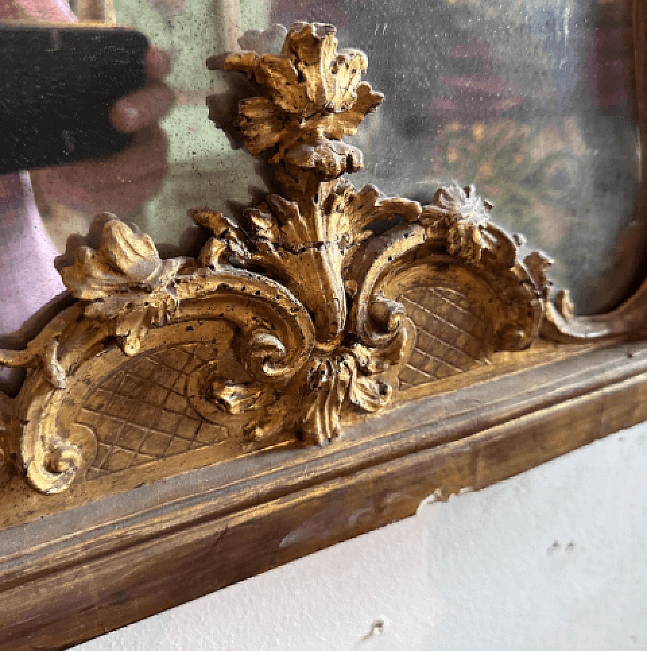 Specchio da parete Barocco siciliano in legno dorato, metà '700 14