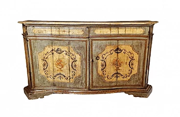 Credenza Luigi XIV veneziana in legno laccato e dipinto, inizio '700