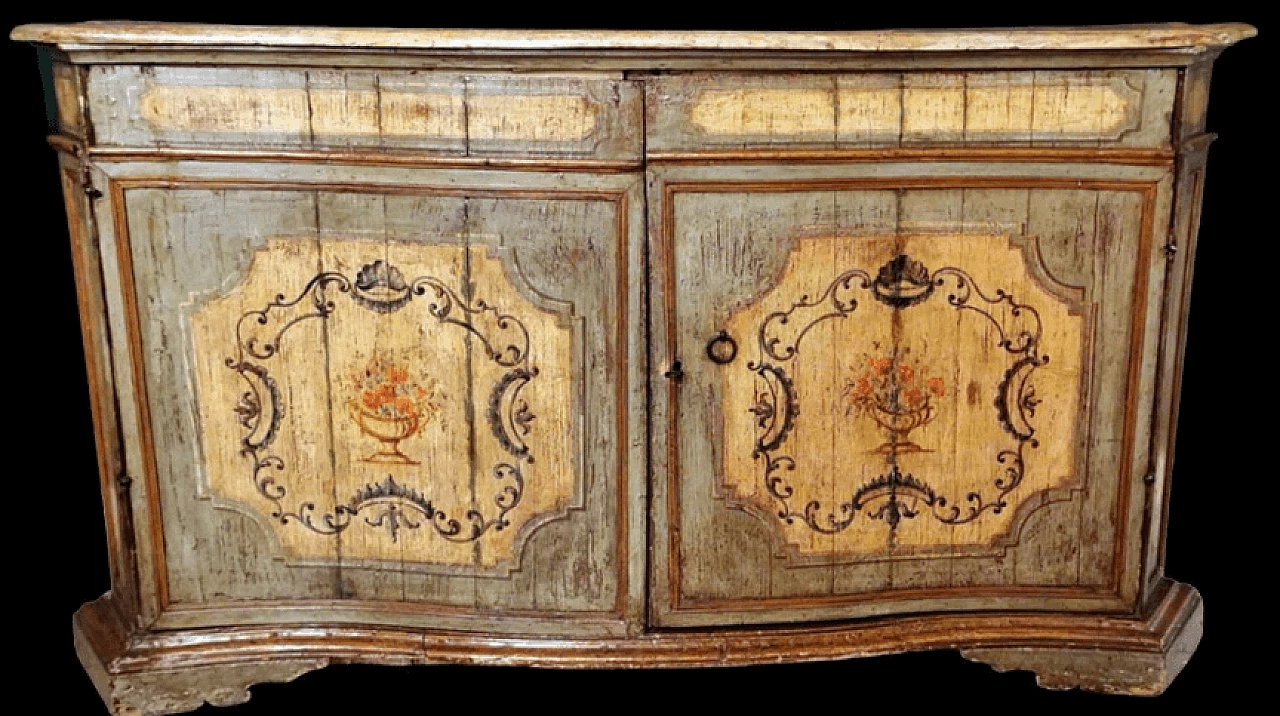 Credenza Luigi XIV veneziana in legno laccato e dipinto, inizio '700 2
