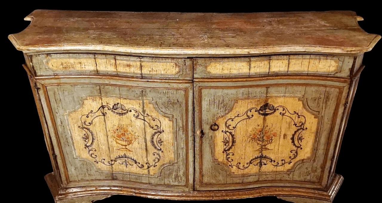 Credenza Luigi XIV veneziana in legno laccato e dipinto, inizio '700 3