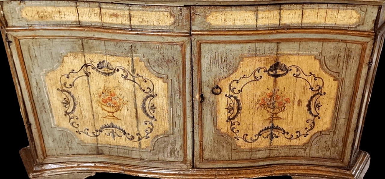 Credenza Luigi XIV veneziana in legno laccato e dipinto, inizio '700 4