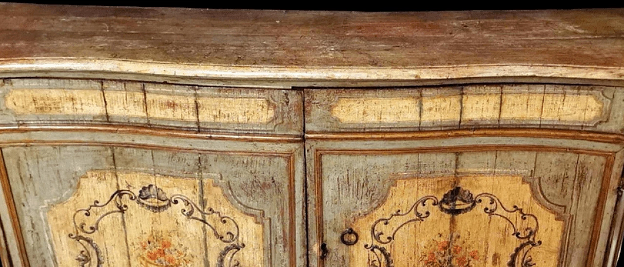 Credenza Luigi XIV veneziana in legno laccato e dipinto, inizio '700 5