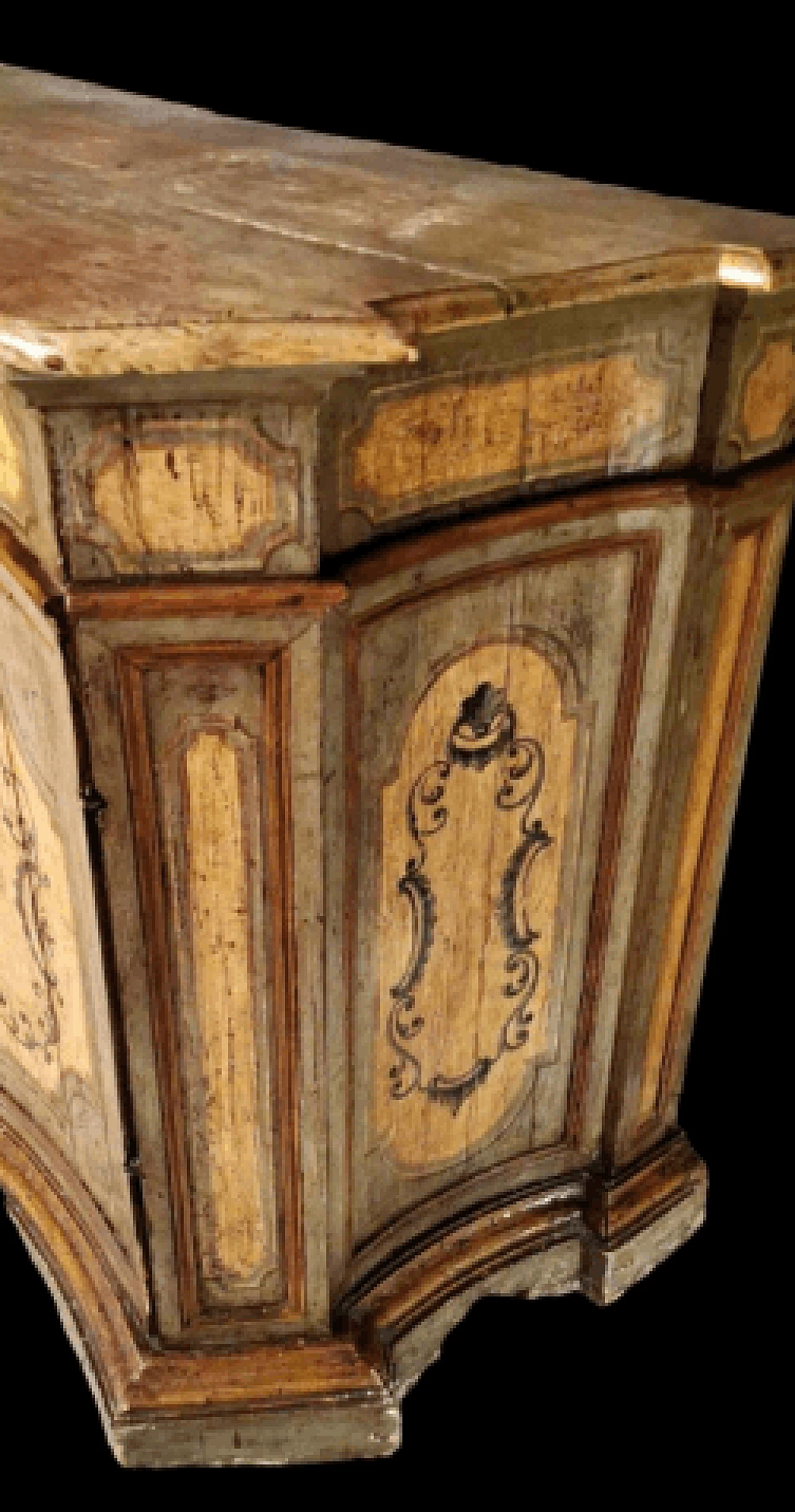 Credenza Luigi XIV veneziana in legno laccato e dipinto, inizio '700 9