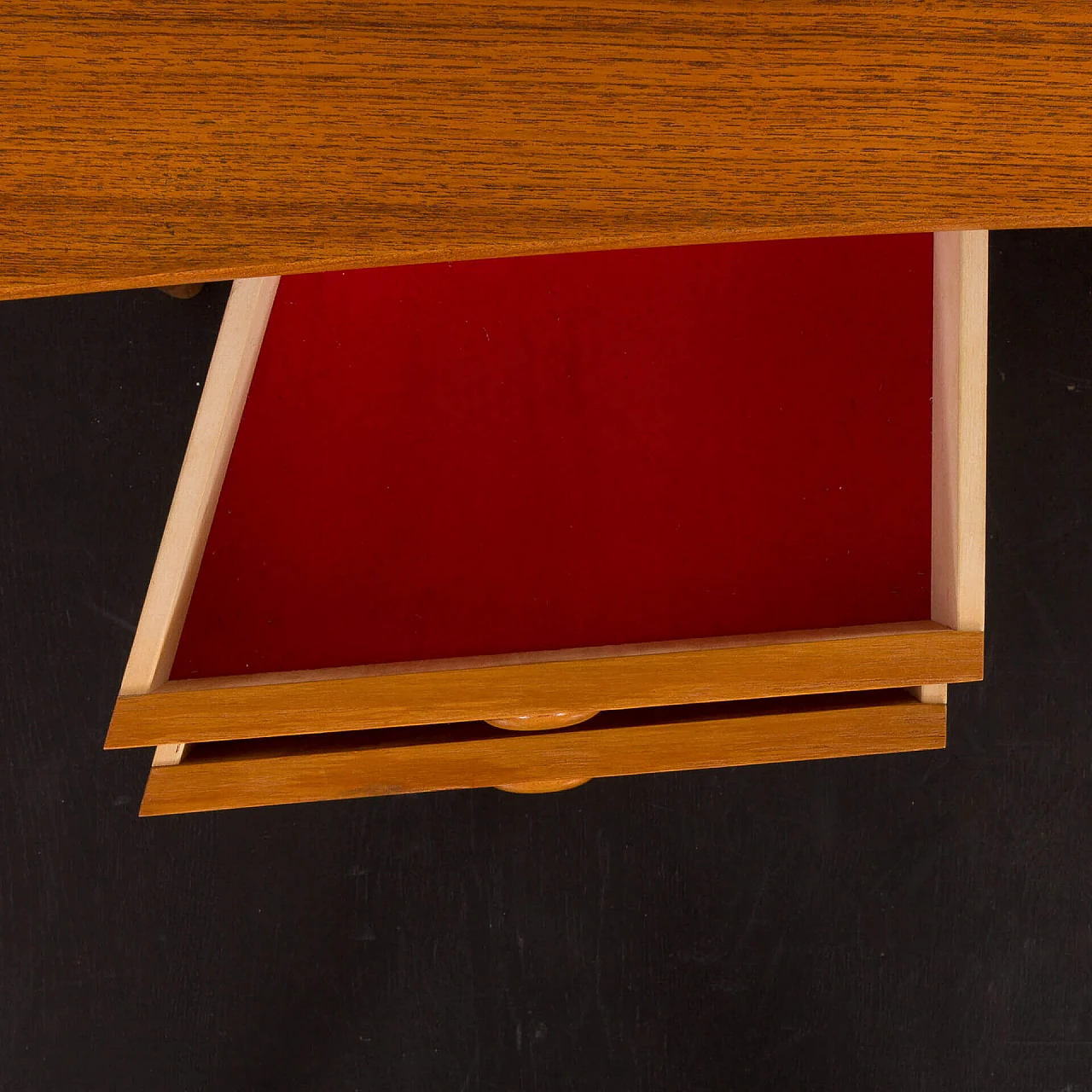 Teak vanity table with folding mirror attributed to John Texmon, 1960s 10