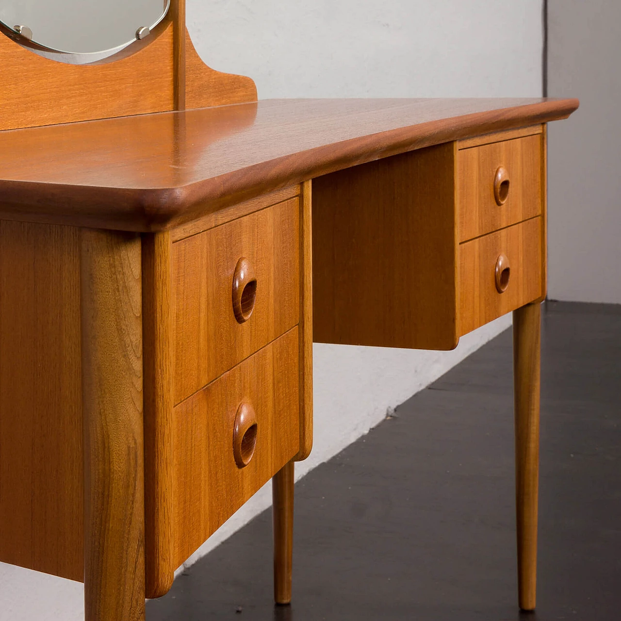 Teak vanity table with folding mirror attributed to John Texmon, 1960s 13