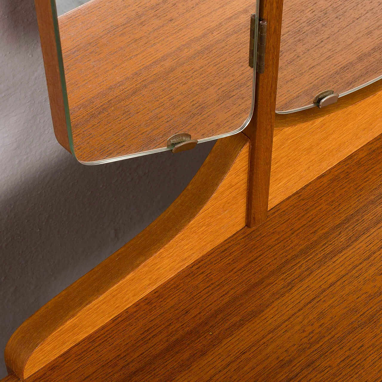 Teak vanity table with folding mirror attributed to John Texmon, 1960s 16