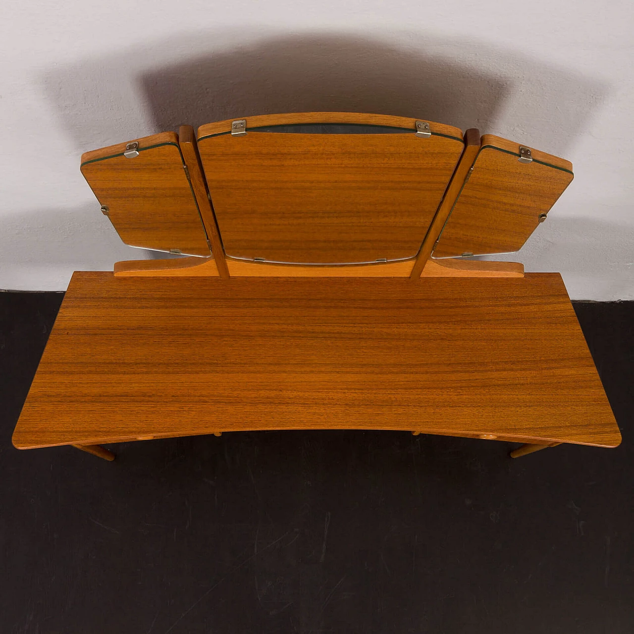 Teak vanity table with folding mirror attributed to John Texmon, 1960s 17