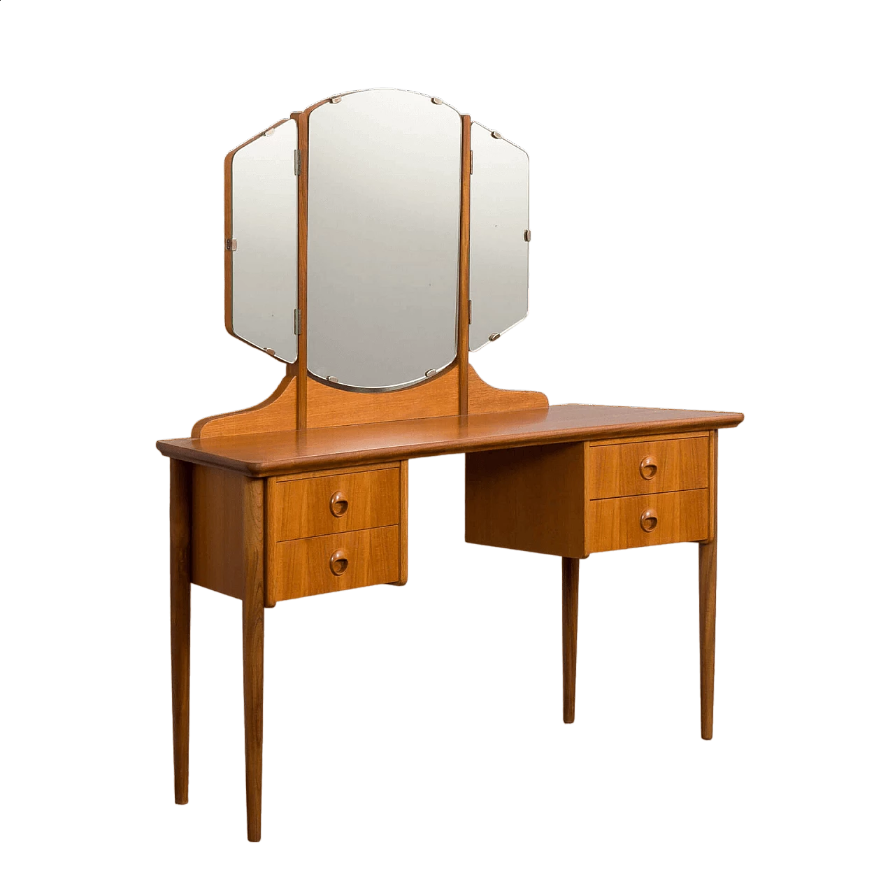 Teak vanity table with folding mirror attributed to John Texmon, 1960s 21
