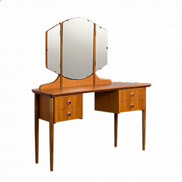 Teak vanity table with folding mirror attributed to John Texmon, 1960s