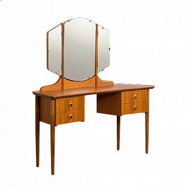 Teak vanity table with folding mirror attributed to John Texmon, 1960s