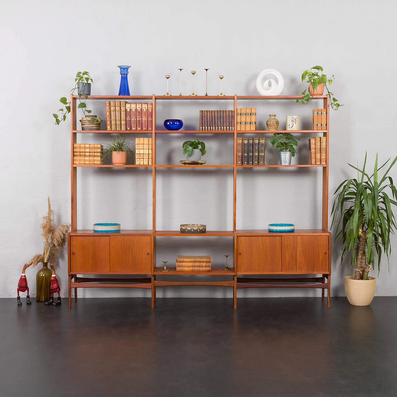 Libreria modulare danese in legno impiallacciato teak, anni '60 1