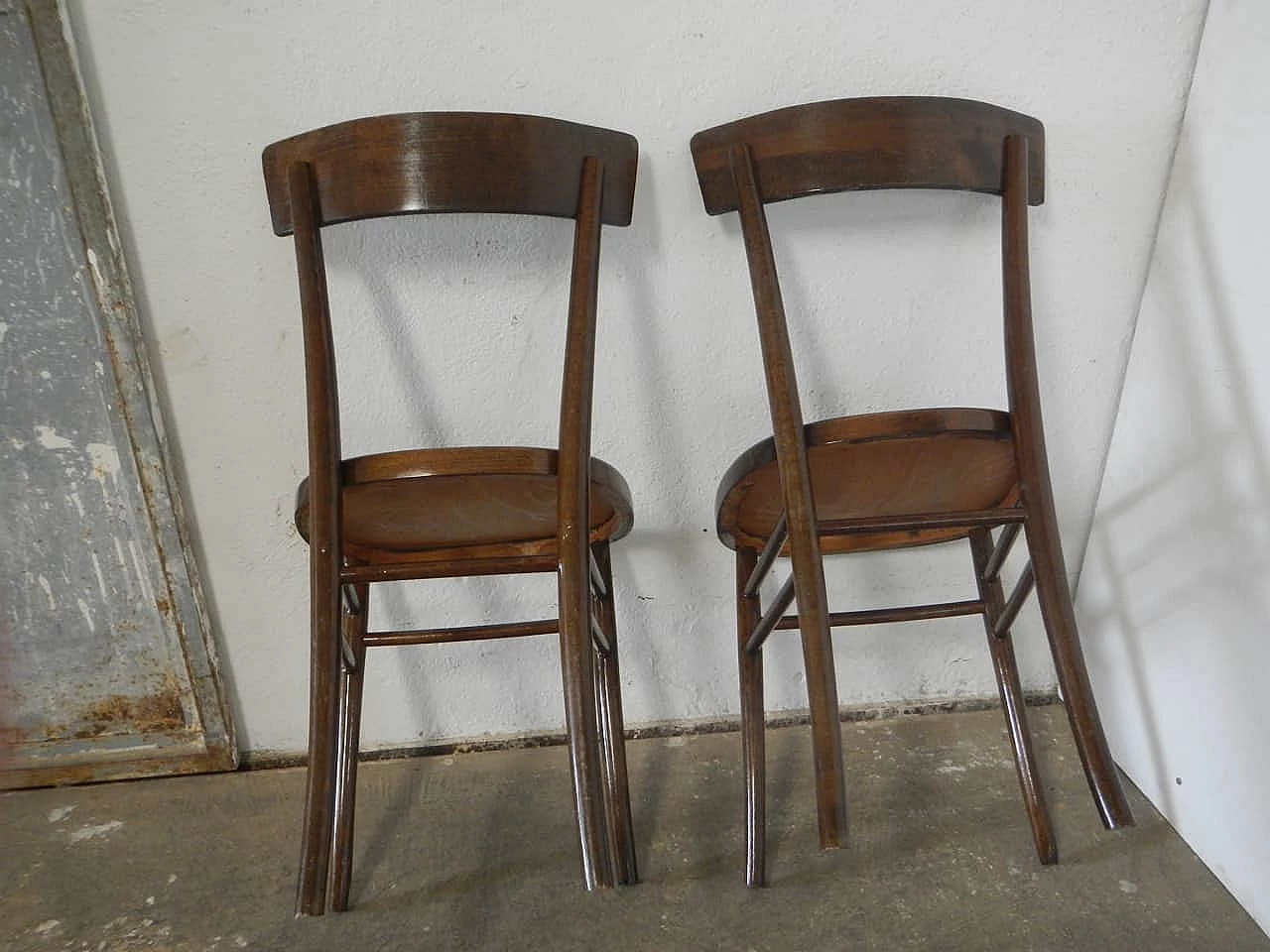 Pair of stained beech chairs, 1950s 4