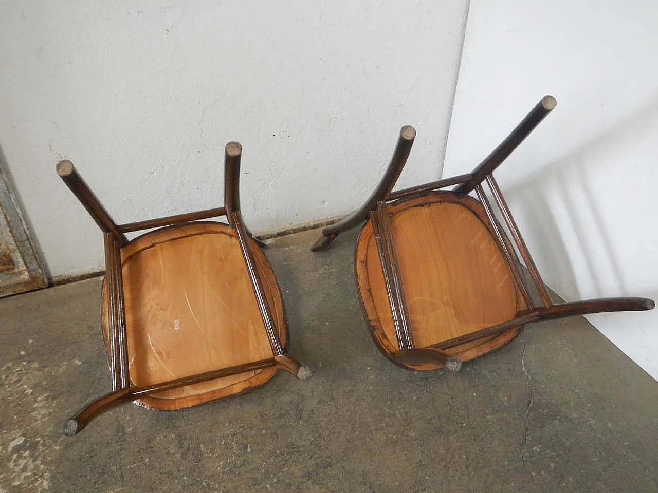 Pair of stained beech chairs, 1950s 9
